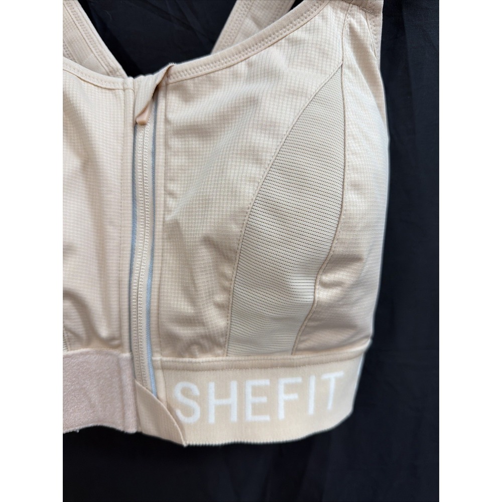 SHEFIT Cream Front Zip High Impact Ultimate Sports Bra Size 2 Luxe - Picture 2 of 9